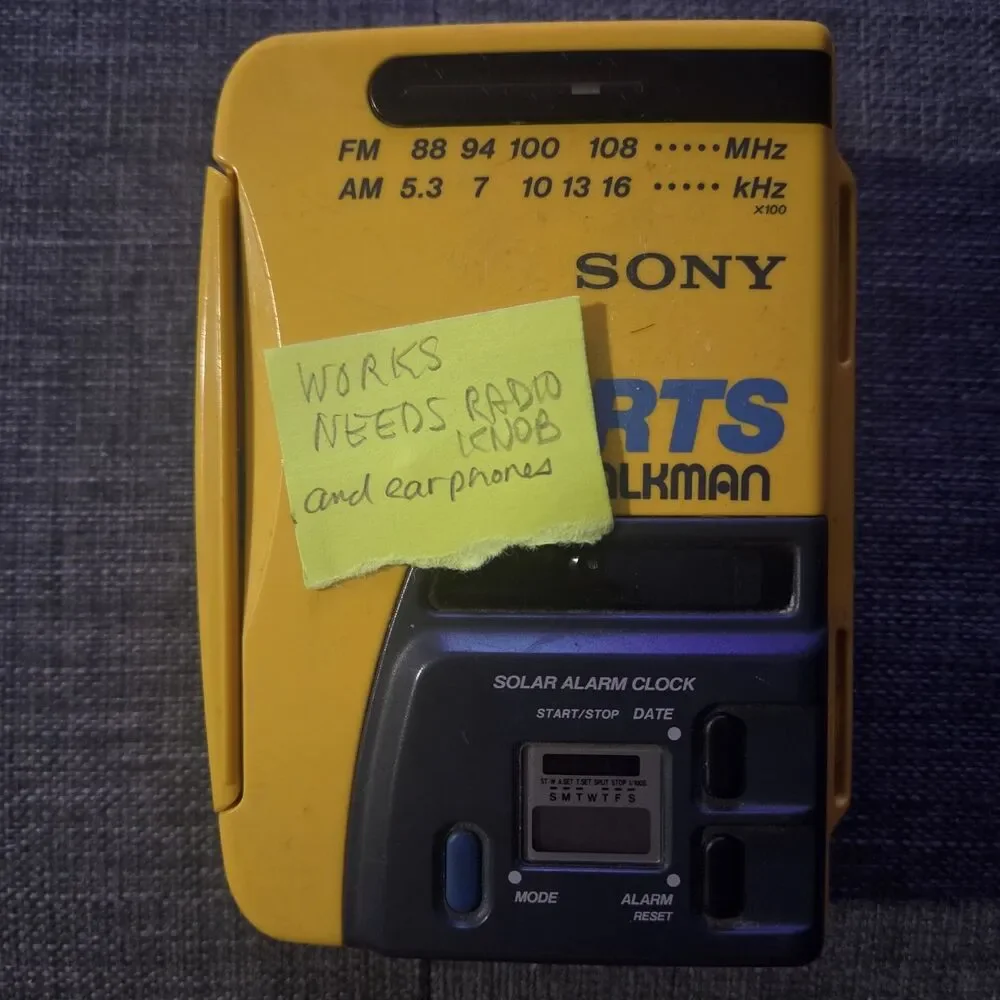 Vintage Sony Sports Walkman Solar Alarm WM-A52 Cassette Player [Tested read ⬇️]